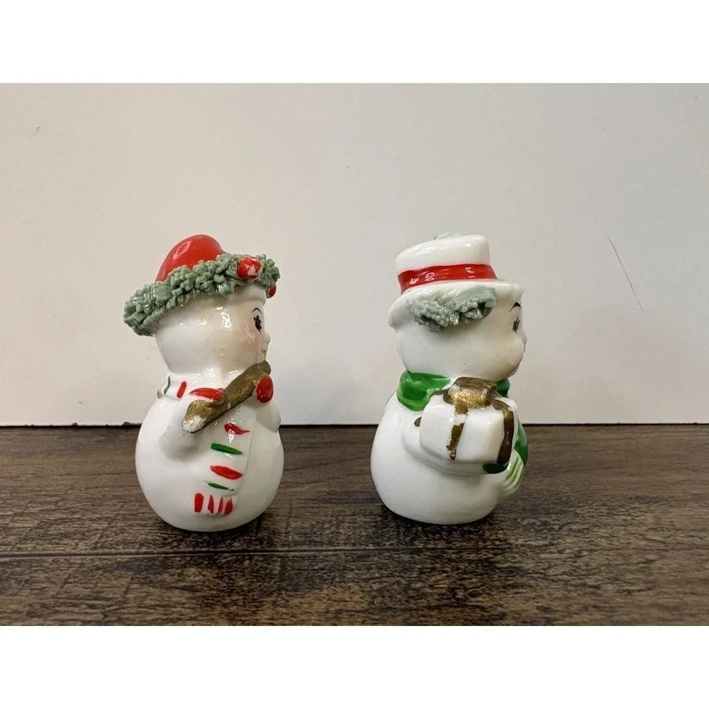 Vintage Miniature Napco Snowman Couple 2